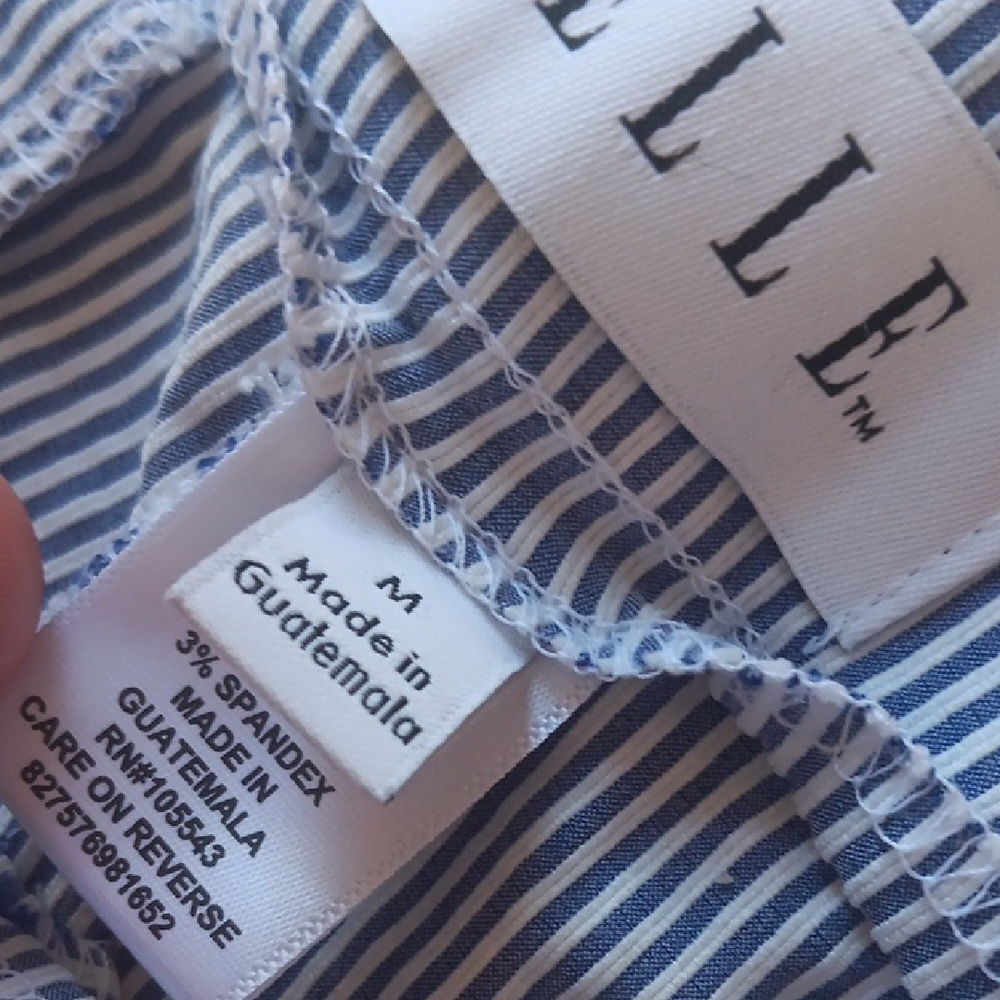 Elle Blue and White Striped Cropped Pants